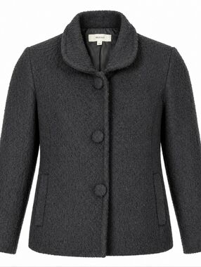 Merona Classic Black Wool Tweed Office Capsule Minimalist Blazer Jacket Size L